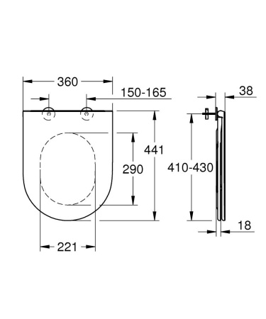 Сиденье для унитаза GROHE Bau Ceramic (с микролифтом) 39913 000 (39913000) тонкое