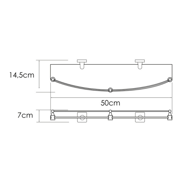 Полка стеклянная c бортиком WasserKRAFT Rhin K-8744