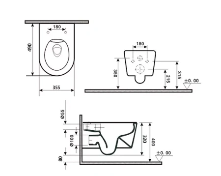 Подвесной унитаз безободковый Gid Tr2196TFX