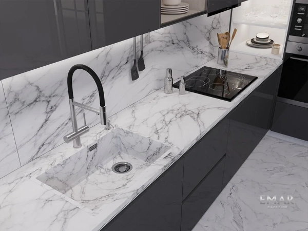 Кухонная мойка (66х50) EMAR EMB-660(TOP) White Elegant