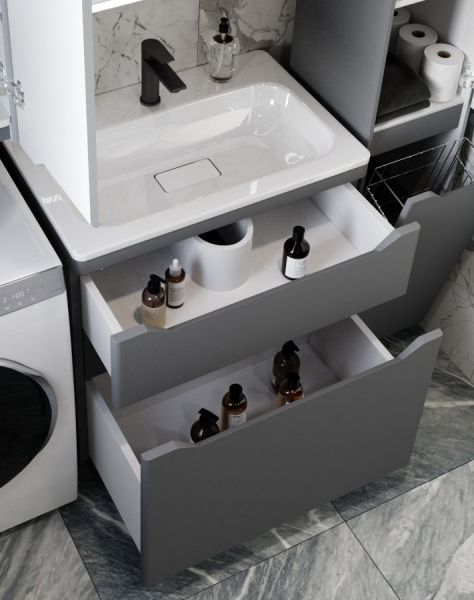 Тумба под раковину Style Line Марелла 70 Люкс Plus СС-00002400 серый матовый