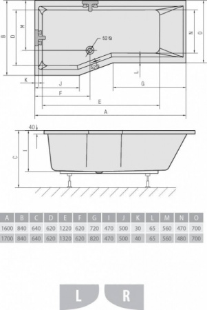 Акриловая ванна Alpen Versys 170х85 L 70111