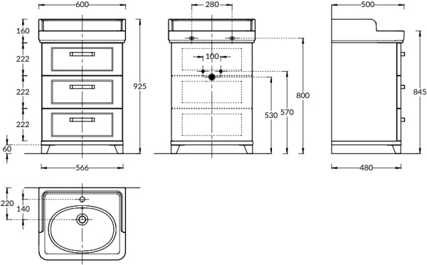 Тумба под раковину Kerama Marazzi Pompei PO.N.60.3\WHT
