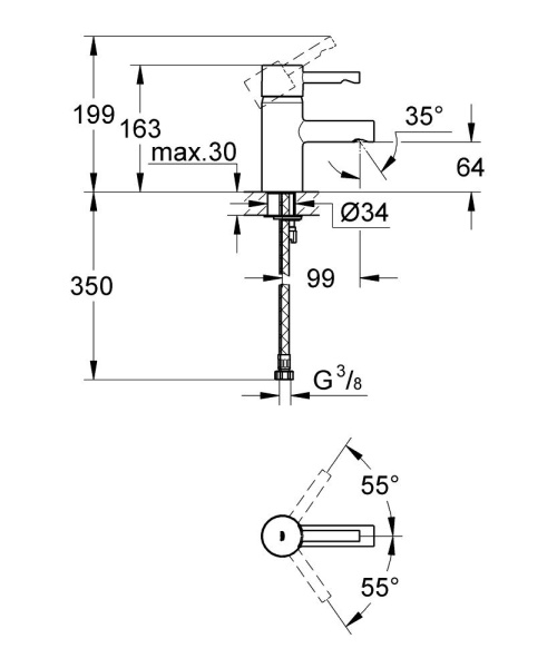 Смеситель однорычажный для раковины Grohe Essence 34294000 хром