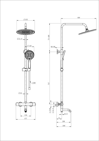 Душевая система с термостатом WONZON & WOGHAND INN 3, хром WW-B3065-T1-CR