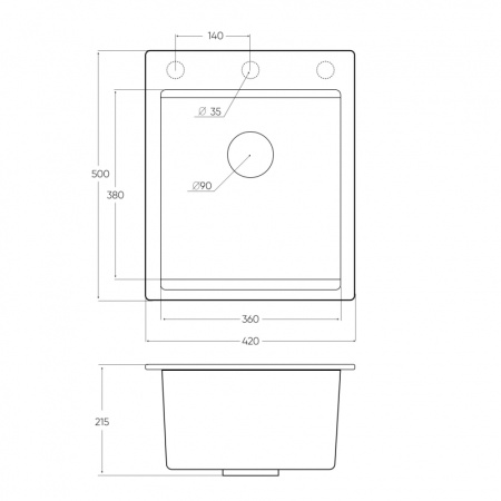 Кухонная мойка (42х50) EMAR EMQ-1420.Q Оникс