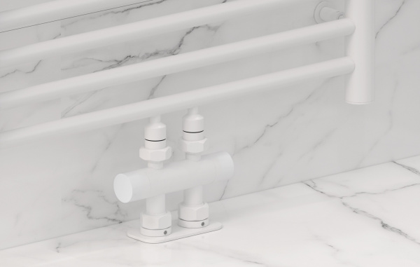 Вентиль Сунержа прямой EU50 (2 х G 1/2" НР х G 3/4" НГ) 30-1417-1234 белый матовый