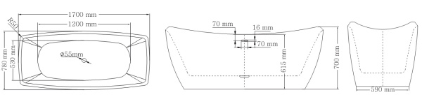 Акриловая ванна (170х78) Lagard MEDA Black Agate lgd-mda-ba