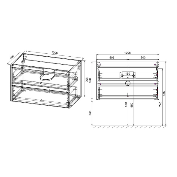 База под раковину Vincea Gio 100 VMC-2G100NO