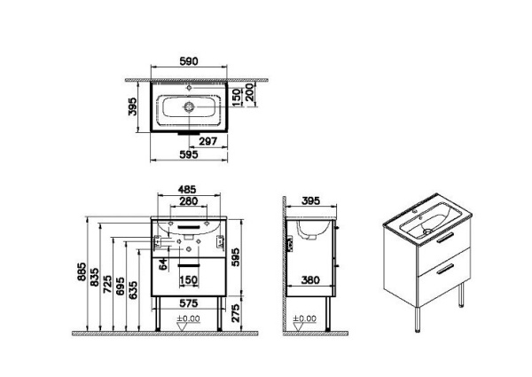 Тумба с раковиной Vitra Mia 66106