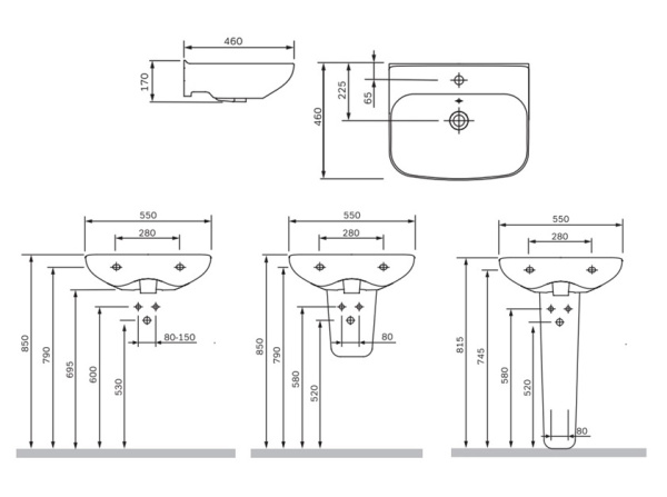 Раковина подвесная (55х46) Am.Pm Like C804221WH