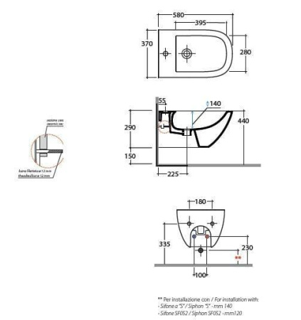 Биде подвесное Artceram ASB001 01;00