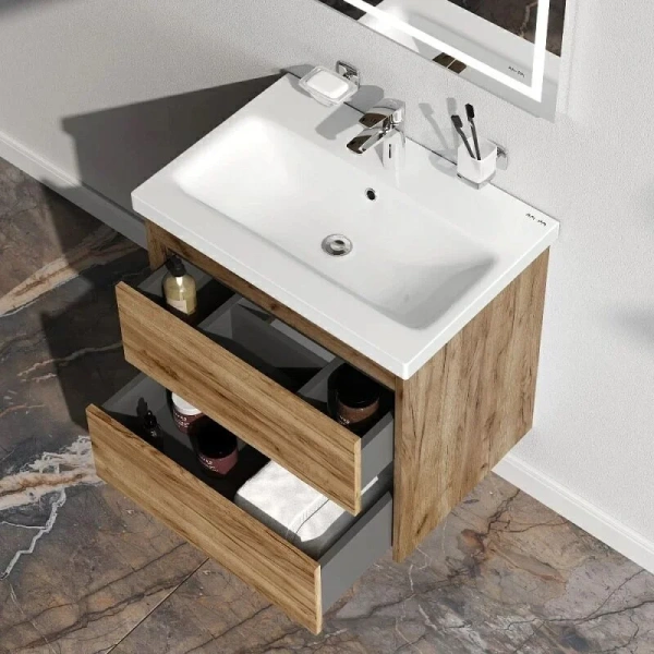 Тумба с раковиной 60 см Am.Pm Pulse M91-FHX0602OF-WCC0602WG дерево текстурированное