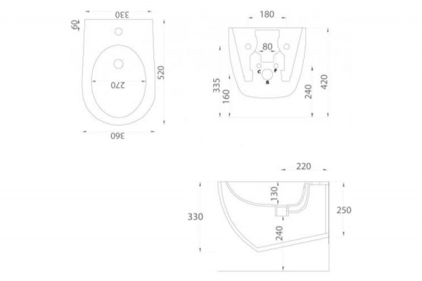 Биде подвесное Artceram File FLB001 15 00 grigio oliva
