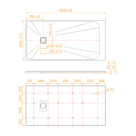 Душевой поддон (160х80) RGW TSS-W 553502816-01