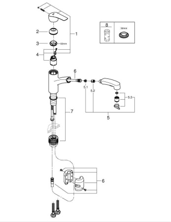 Смеситель для кухни с выдвижным изливом Grohe Eurosmart 30305 001 (30305001) хром