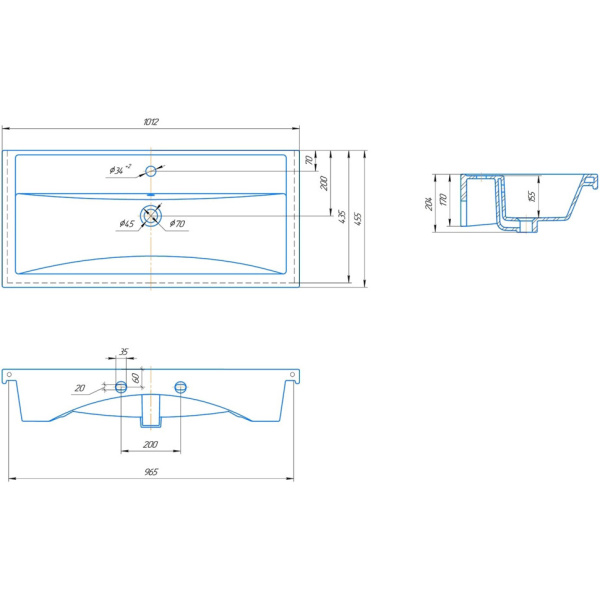 Раковины (101х46) Misty Фостер 1000 4640021065204