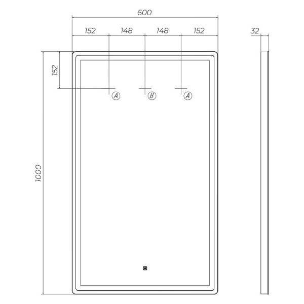 Зеркало с подсветкой (60x100) Vigo Roberta z.ROB.60.Classic