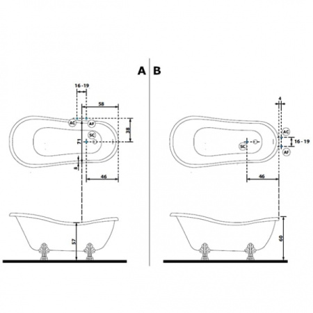 Ванна композитная Tiffany World TW176 bi/oro