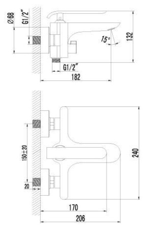 Смеситель для ванны Lemark Melange (LM4914CW)