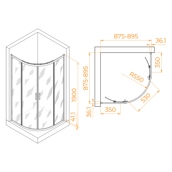Душевой уголок (90х90) RGW Passage PA-51 02085199-11 прозрачное