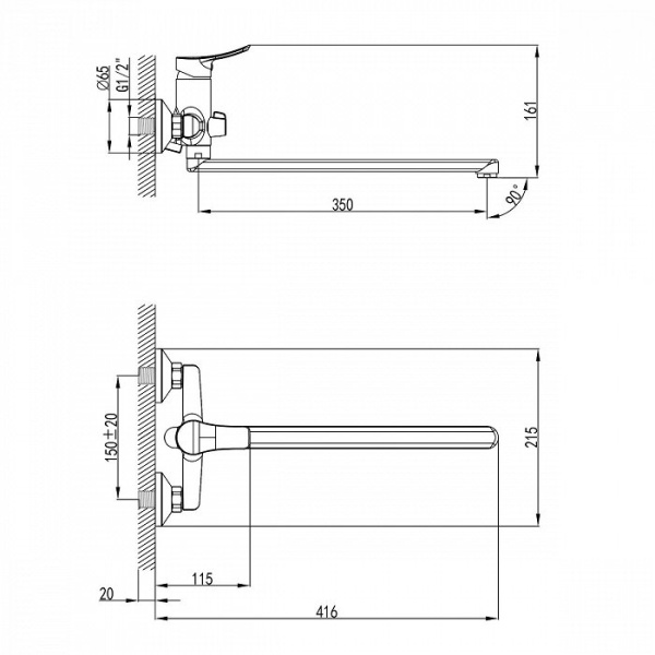 Смеситель для ванны с длинным изливом Milardo Amplex (AMPSB02M10)