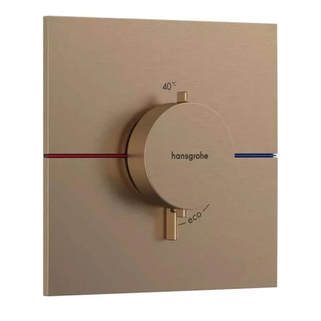 Термостат для душа с регулировкой напора Hansgrohe ShowerSelect Comfort E 15574140 шлифованная бронза