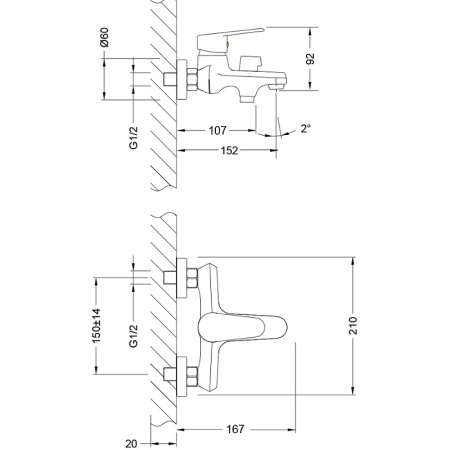 Смеситель для ванны Lemark Point (LM0314C)