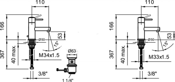 Смеситель для умывальника Laufen Twinprime 3.1113.1.004.110.1 Смеситель для умывальника Laufen Twinprime 3.1113.1.004.110.1