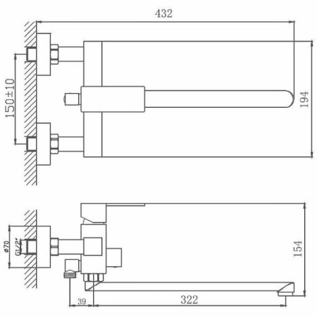 Смеситель для ванны Haiba HB22803