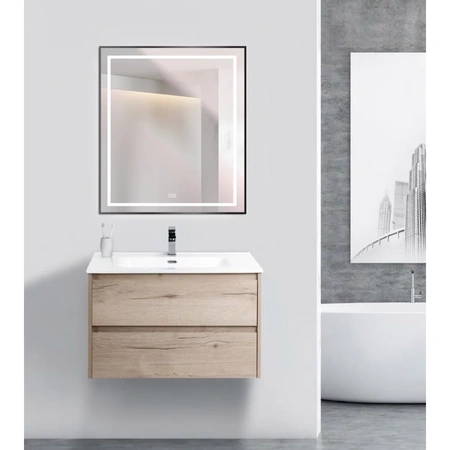 Зеркало (70х80) BelBagno Kraft SPC-KRAFT-700-800-LED-TCH-WARM-NERO с подсветкой