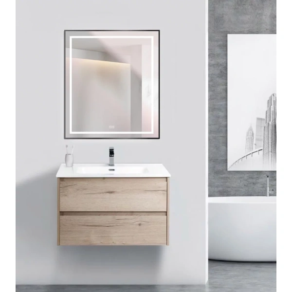 Зеркало (70х80) BelBagno Kraft SPC-KRAFT-700-800-LED-TCH-WARM-NERO с подсветкой