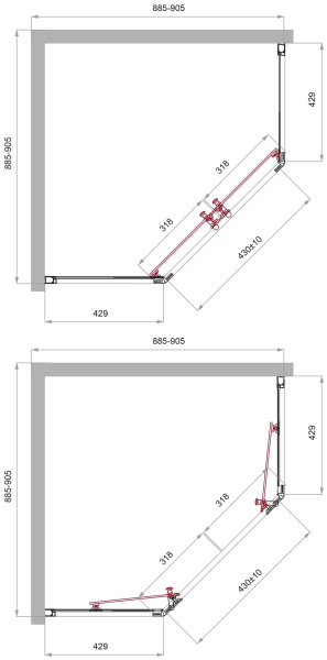 Душевой уголок (90х90) BelBagno UNO-195-P-2-90-C-Cr