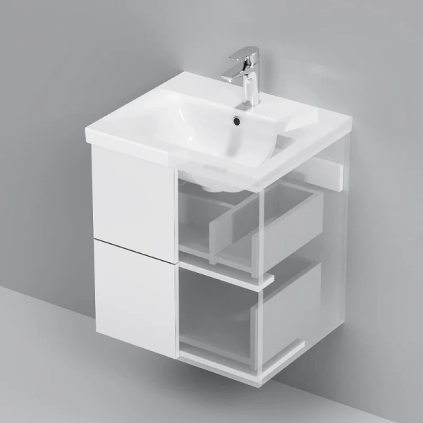 Тумба с раковиной 50 см Am.Pm Gem M90-FHX0502WG-WCC0502WG белый глянец