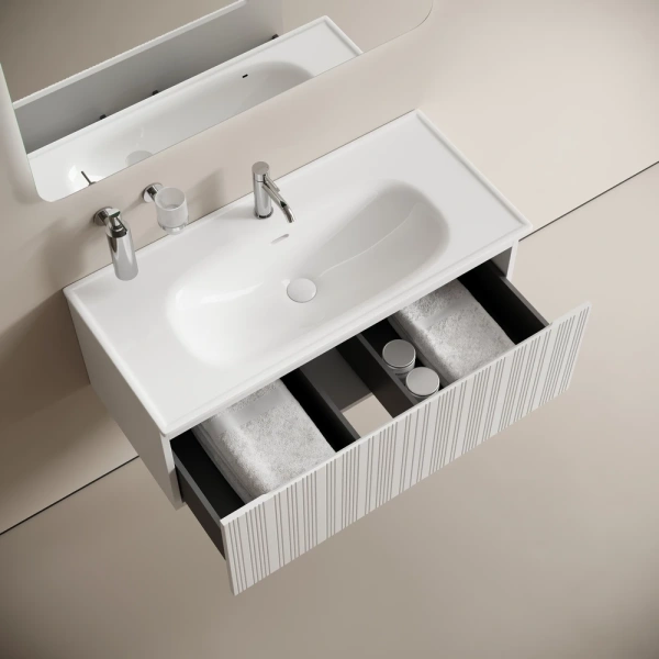 Тумба без раковины подвесная Sancos Code CD100W белый глянец