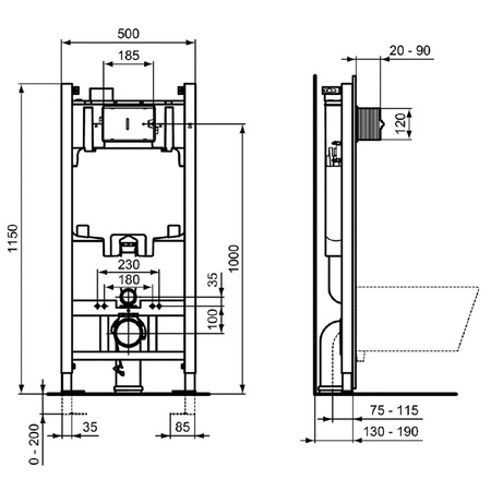 Инсталляция + унитаз Ideal Standard Prosys 2.0 RX002602