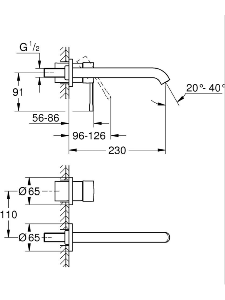 Смеситель для раковины встраиваемый Grohe Essence New 19967 2431 (199672431) черный матовый