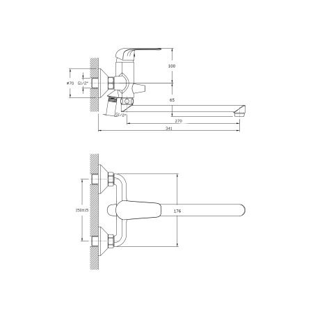 Смеситель для ванны с длинным поворотным изливом RUSH Fiji FI1835-51