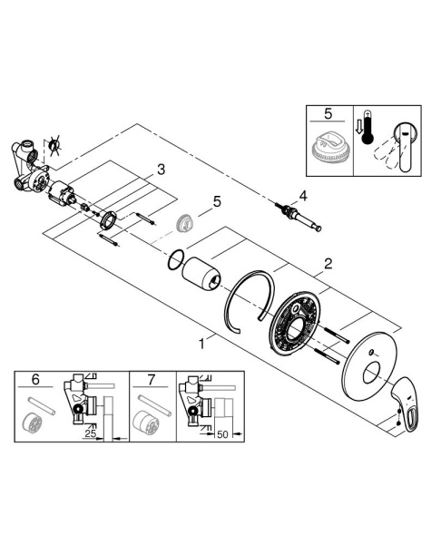 Смеситель для ванны Grohe Eurostyle New (со встраиваемым механизмом), 33637 003 (33637003) хром