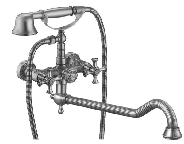 Смеситель для ванны, античное серебро Zorg A 7001WDN-SL