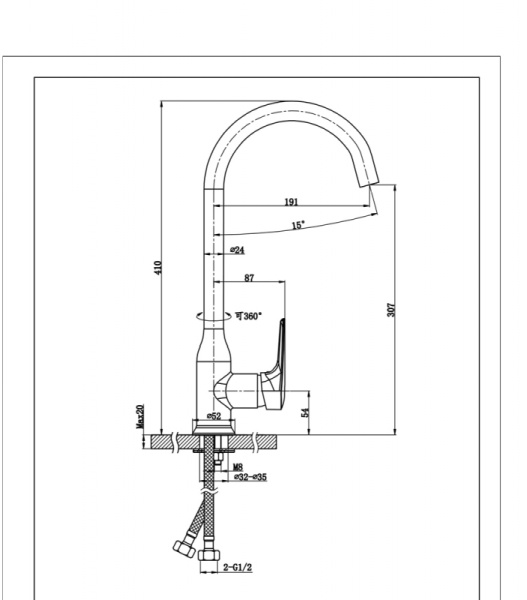 Смеситель для кухни Bravat Arden, черный F7351385BC-RUS