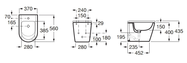 Биде приставное Roca Inspira round , BTW,  357527000 белый