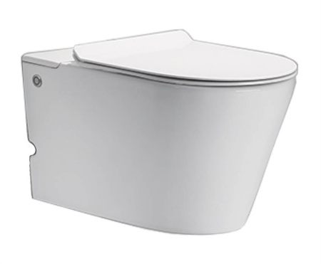 Подвесной безободковый унитаз Cerutti Spa Argentera Aria C-380C с импульсным смывом, сиденье Soft Close, белый