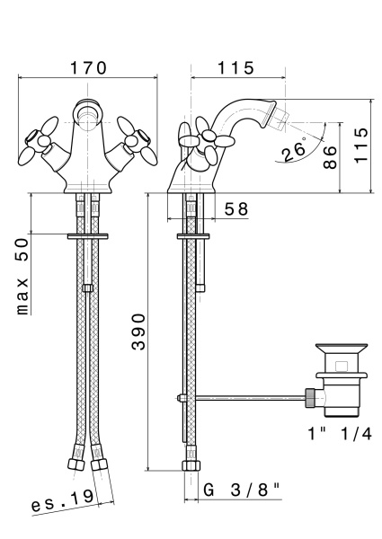 Смеситель для биде Kerama Marazzi Muse 9130KM.21.018