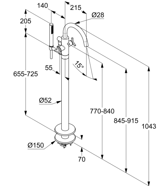 Смеситель напольный для ванны Kludi Nova Fonte 205903915 Смеситель напольный для ванны Kludi Nova Fonte 205903915