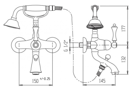 Смеситель для ванны Cezares Margot MARGOT-VDM-02-M