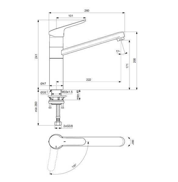 Смеситель для кухни Ideal Standard Ceraflex BC135AA, хром