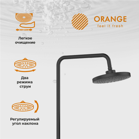 Душевая система Orange Thermo T02S3-912b c термостатом, черный матовый