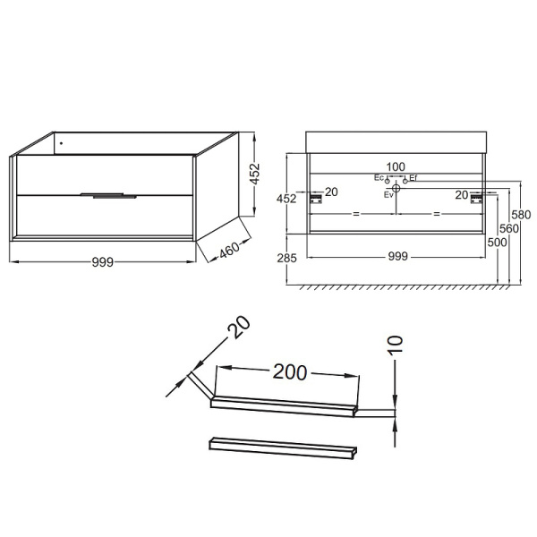 Тумба под раковину Jacob Delafon Vivienne 100 EB1508-N18-N18