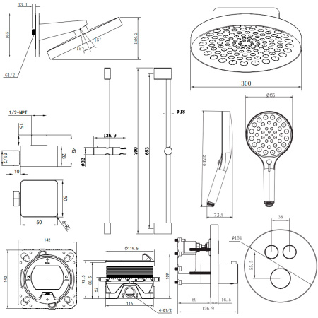 Душевая комплект AQUAme AQM8403CR